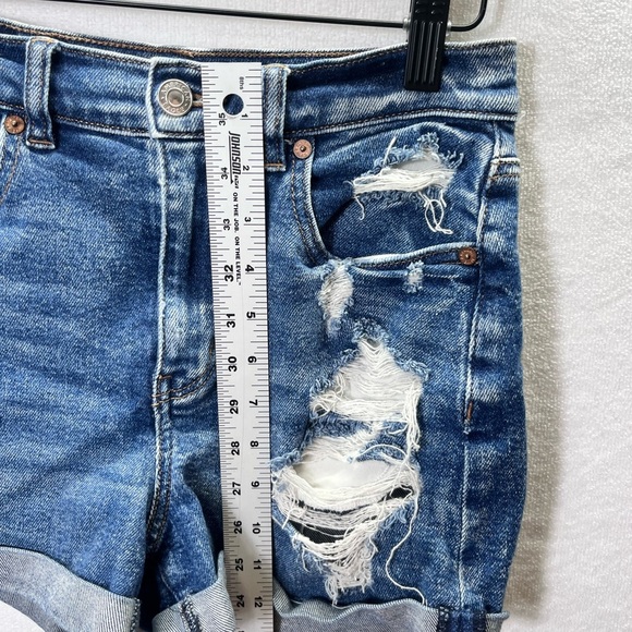 American Eagle Distressed Mom Short Shorts Womens 2 Denim Trashed Sunmer 2202 - Picture 6 of 9